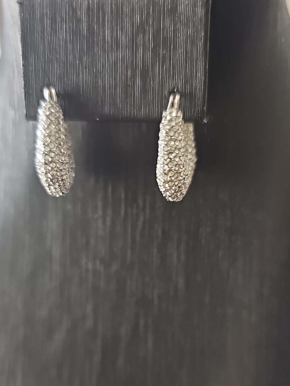 NWOT Ann Taylor Silver Pavé Teardrop Hoop Earrings - Picture 1 of 3